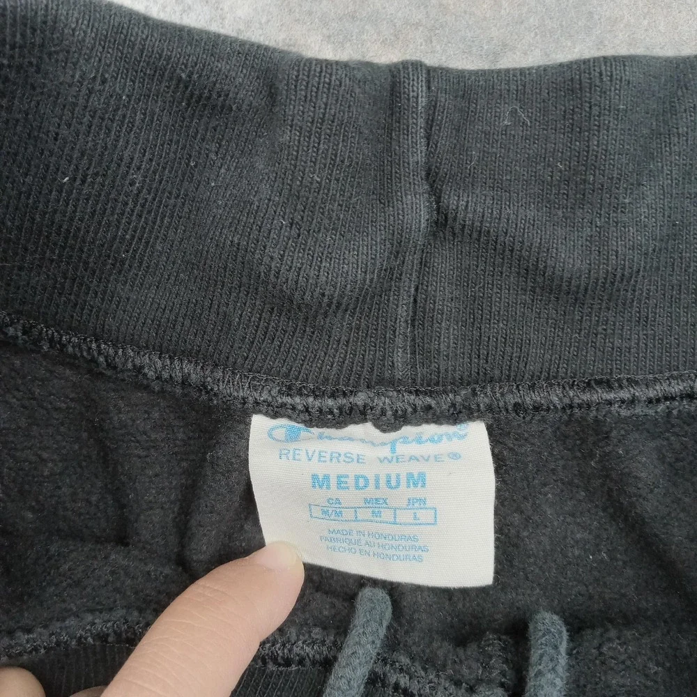Champion Pants Mens Medium Black Reverse Weave Joggers Big C Logo GF01‎ BKC